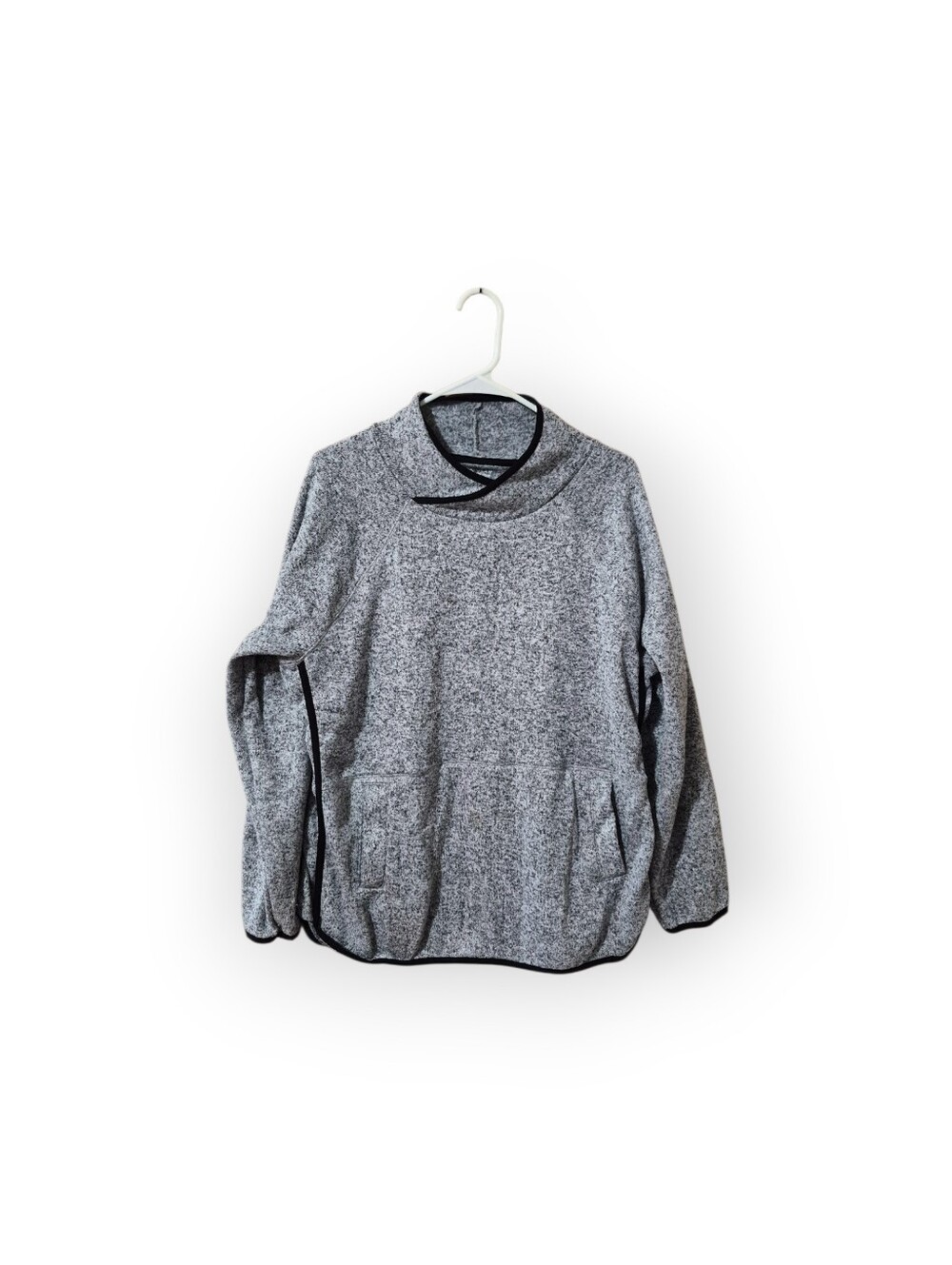 Tek Gear Heather Gray Pullover Cowl Neckline Sweatshirt with Black Trim